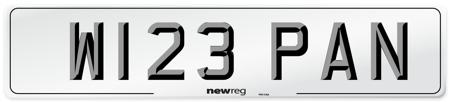 W123 PAN Number Plate from New Reg